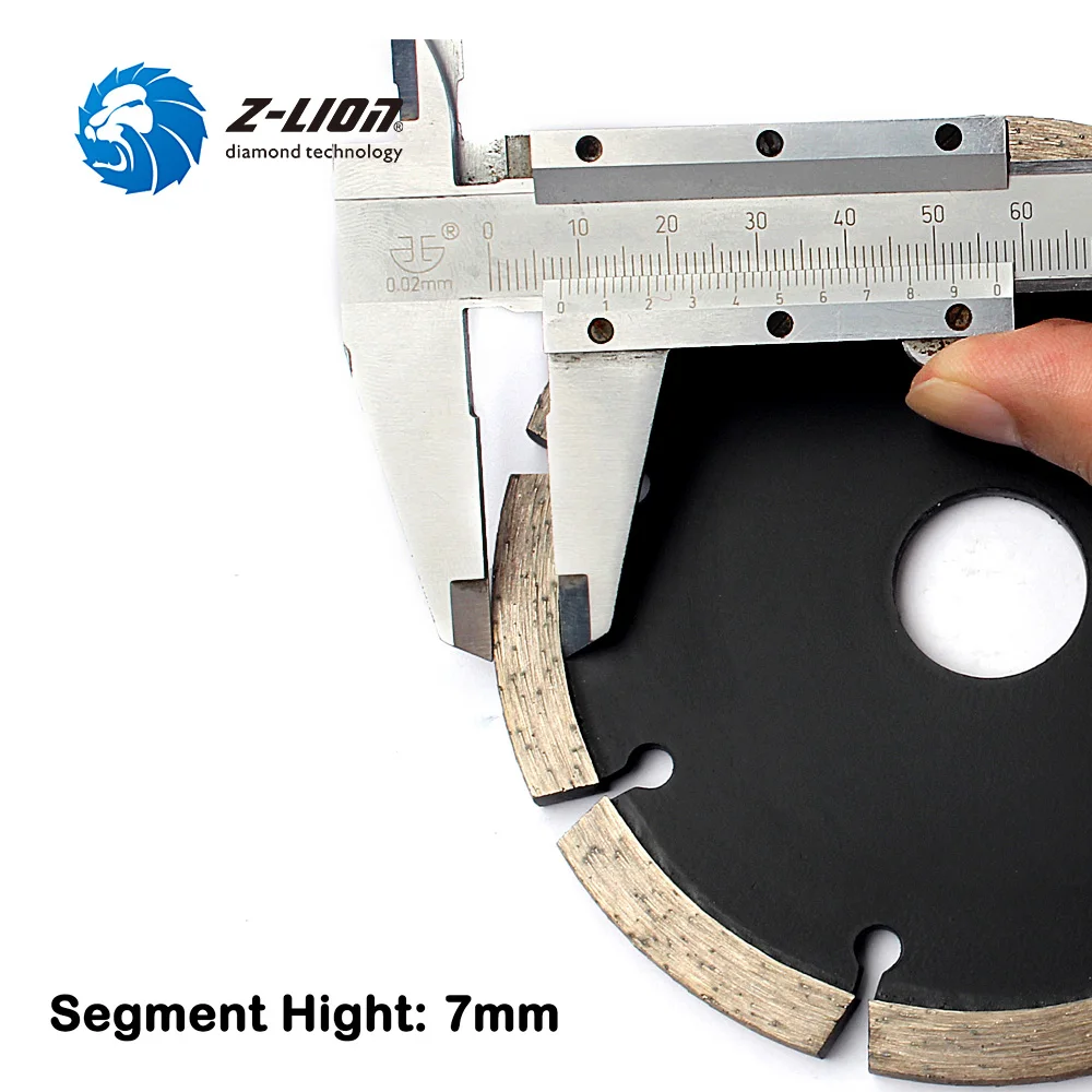 Hoja de diamante con punta de pliegue, Z-LION de corte de diamante, disco de molienda para piedra de hormigón, 6mm de espesor, 115mm