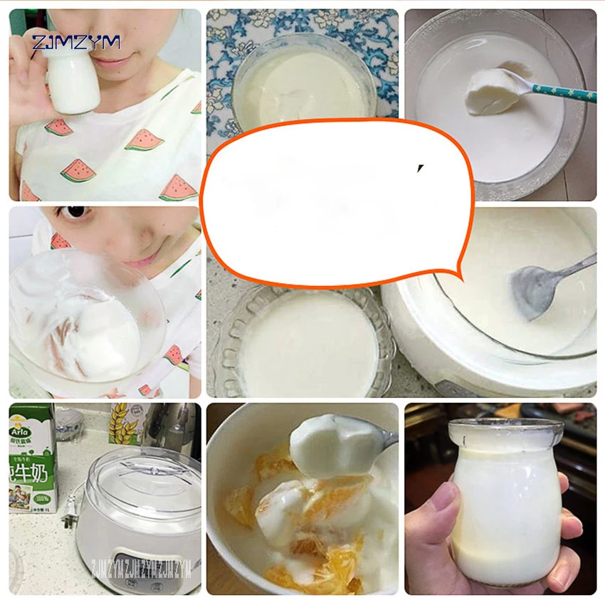 ZCW-S03 Fully Automatic Yogurt Makers Household Multifunctional White Natto Rice Wine Machine with Four Glass Liner Sub-cup 1.3L