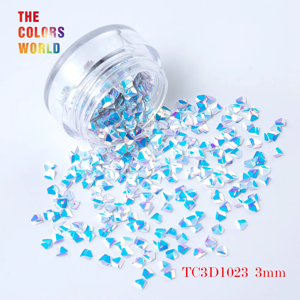 TCT-048 Jewelry Diamond Shape 3D Effect Colorful Glitter 3MM  Nails Glitter Nail Art Decoration Makeup Facepaint DIY Decoration