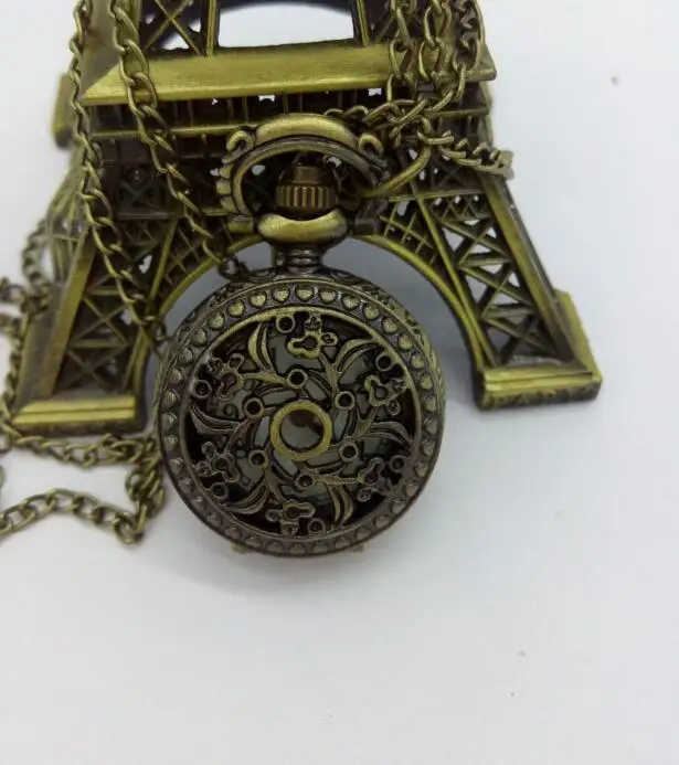 New Arrive Small Size bronze Leaf Pocket Watch Necklace For Xmas Gift pocket watch steampunk quartz watch