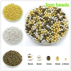 Five Sizes Gold Color Silvery  Bronze  Iron Metal Beads Jewelry Findings Diy  Smooth Ball Spacer
