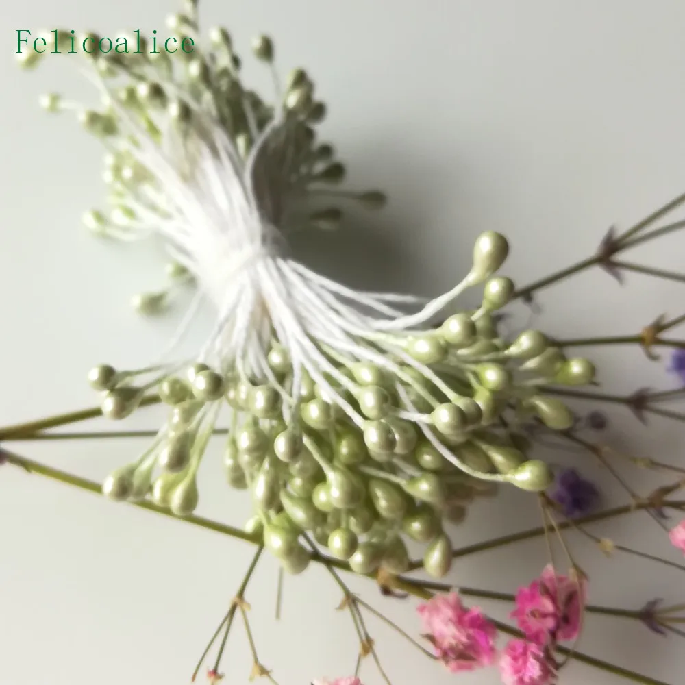 3mm 500 stücke Perle Blume Staubblatt Stempel Kuchen Dekoration Für DIY Doppel Köpfe Floral Staubblatt Für DIY Hochzeit dekoration – Detail 15