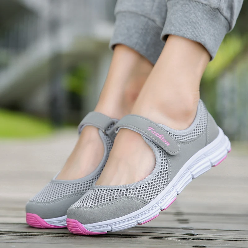 

Summer Breathable Women Sneakers Healthy Walking Mary Jane Shoes Sporty Mesh Sport Running Mother Gift Light Flats 35-42 Size