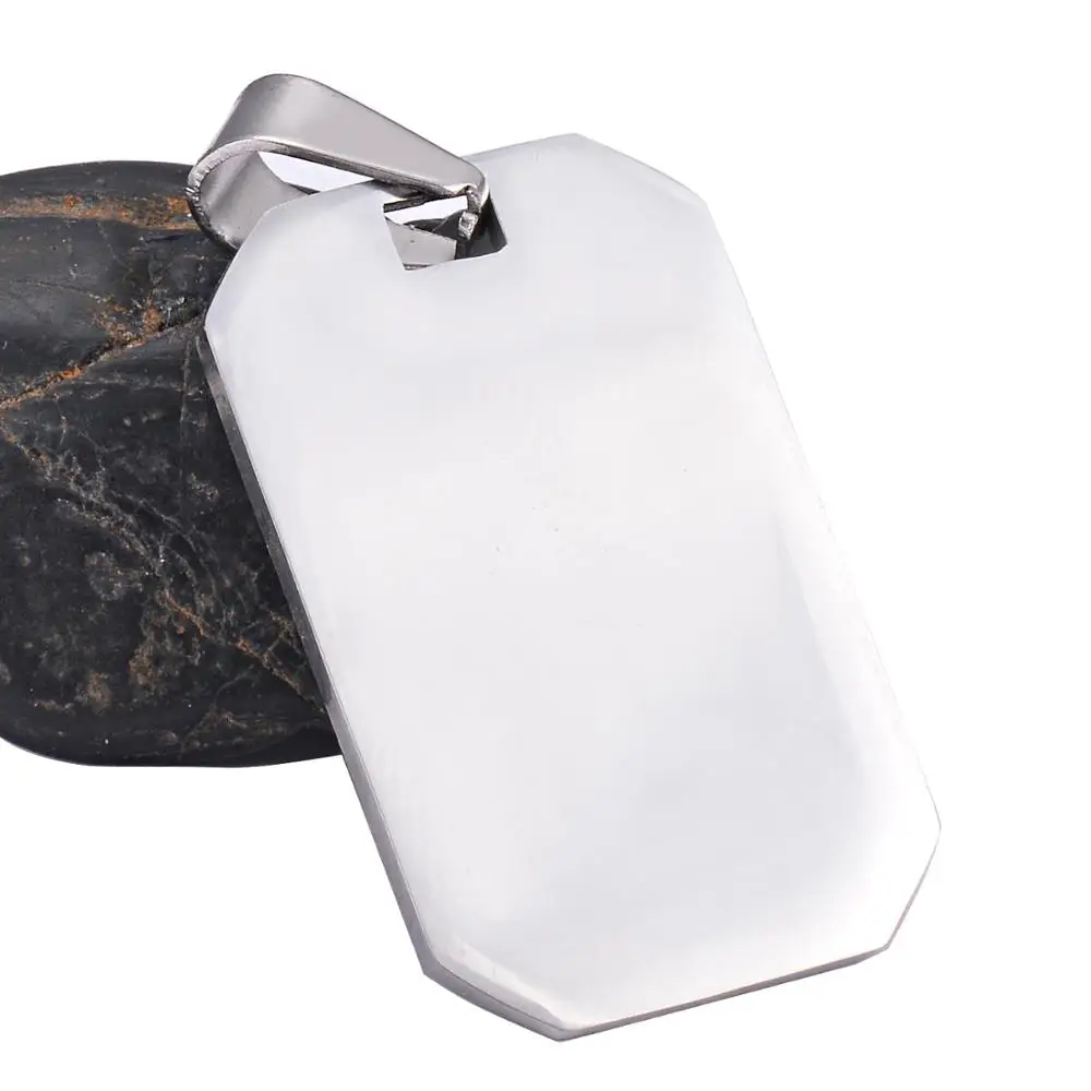 10 Pcs Wholesale 33x20 Rectangle Unisex Stainless Steel Stamping Blank ID Dog Tags Pendant Necklace Jewelry Makings