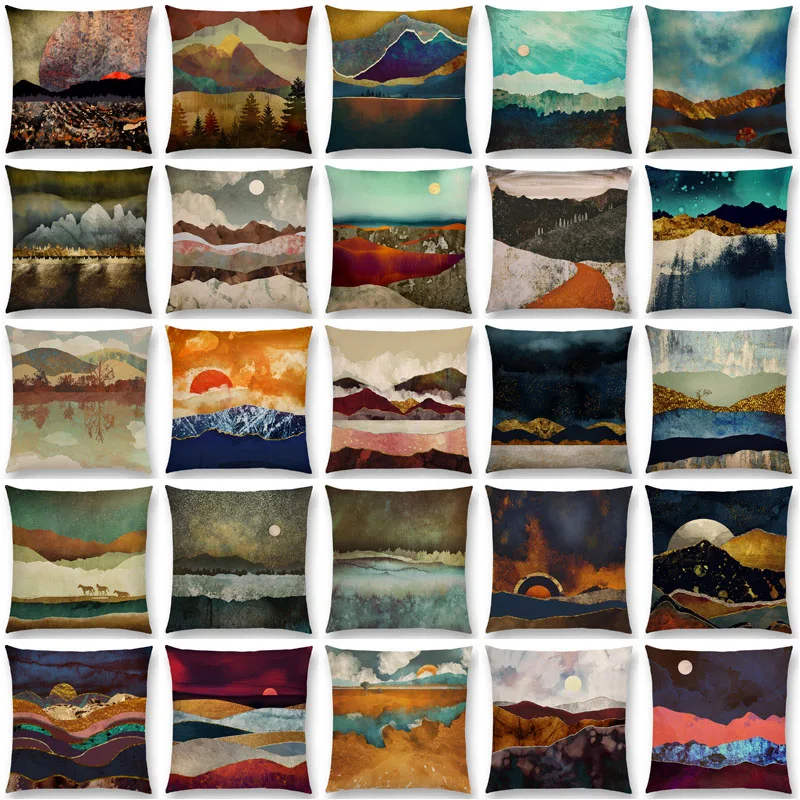 25 New Design Available Mountains Wilderness Cushion Cover Home Decor Sunrise Pillowcase