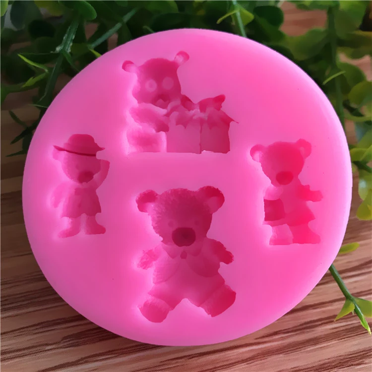 3D Silicone Bear Shaped Baking Mold Fondant Cake Tool Chocolate Candy Cookies Pastry Soap Moulds D033