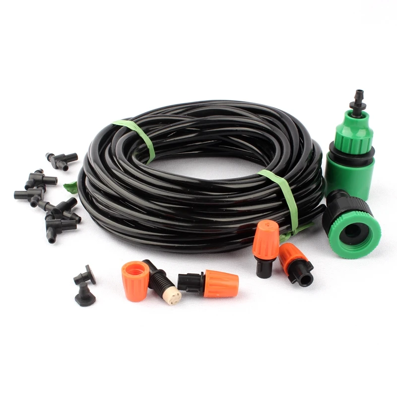 12pcs Fog Nozzles Irrigation System 5m 4/7mm Garden Hose Misting Automatic Watering Kits Greenhouse Cooling Moisturize Kit