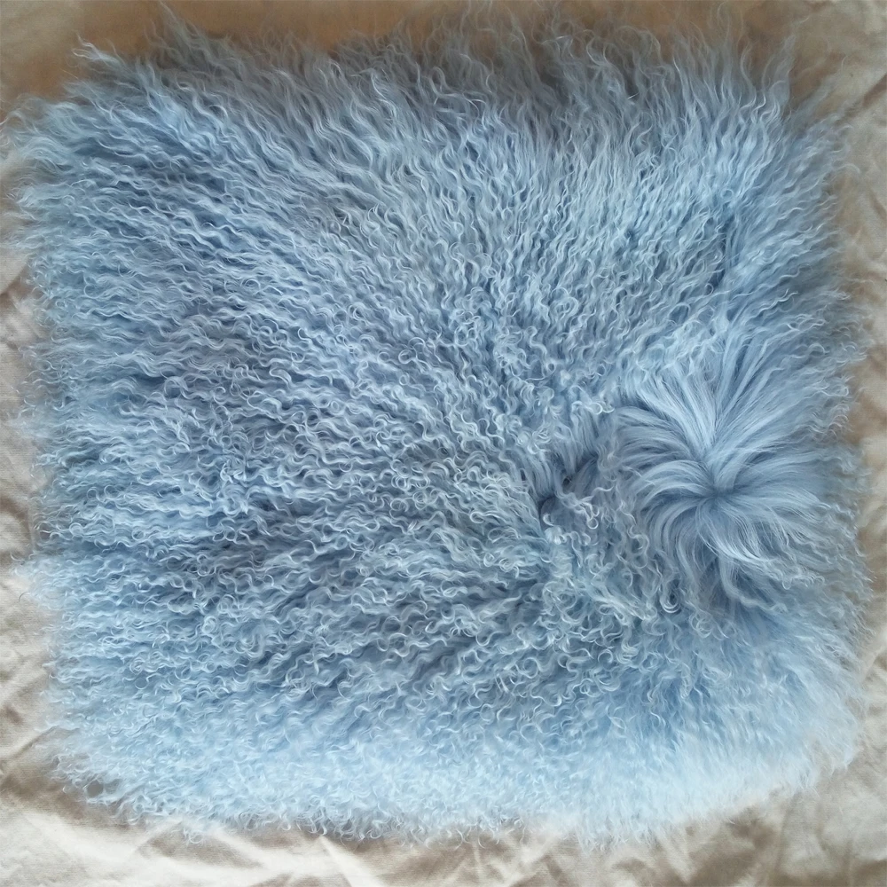 Tibetan Lamb Fur Pillow Cover  Real Mongolian Fur Cushion Covers Decorative Pillows  Wedding Decoration Chair