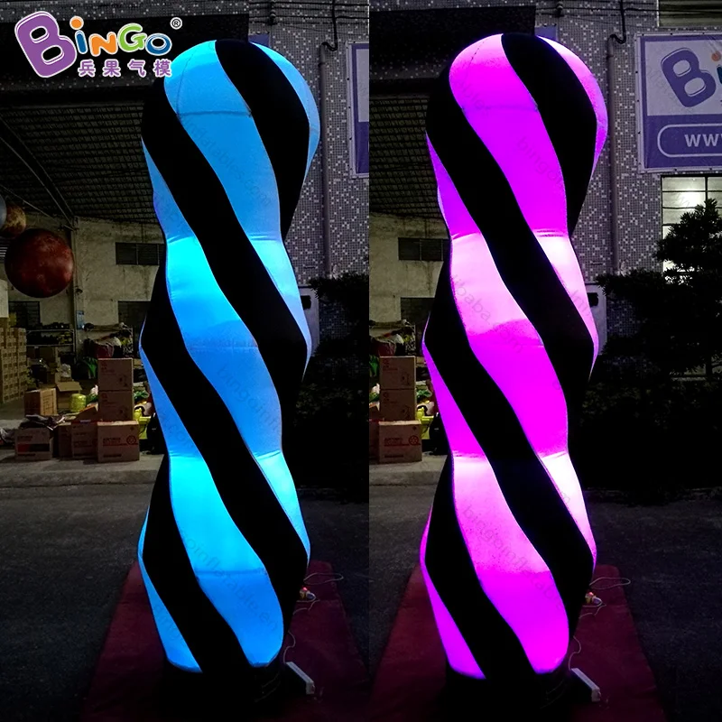 

Free delivery 2.4M high LED lighting inflatable pillar for celebration color changing spiral column for advertising decoration