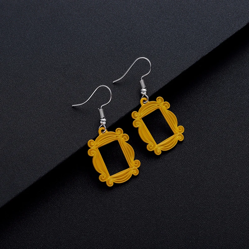 Friends TV Show Big Earrings Peephole Frame Yellow Earring Classic Jewelry Best Friend/Valentine'Day Gift Women Earring