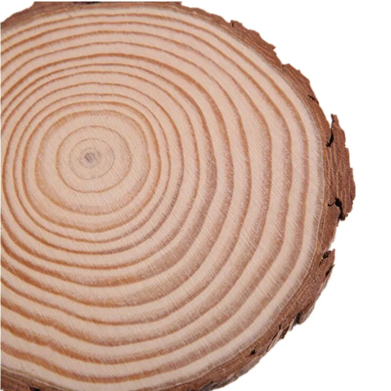 1cm thick Crude Wooden Coaster Coffee Tea Cup Mat Pad Natural Tree annual ring wood slice drink coasters Decor Table Mat 10pcs