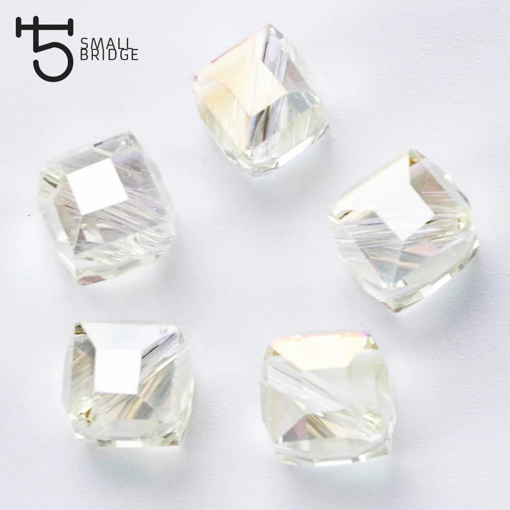 8mm Austria Faceted Square Glass Beads for Jewelry Making Diy Decoration Transparent Crystal Cube Beads Wholesale X301