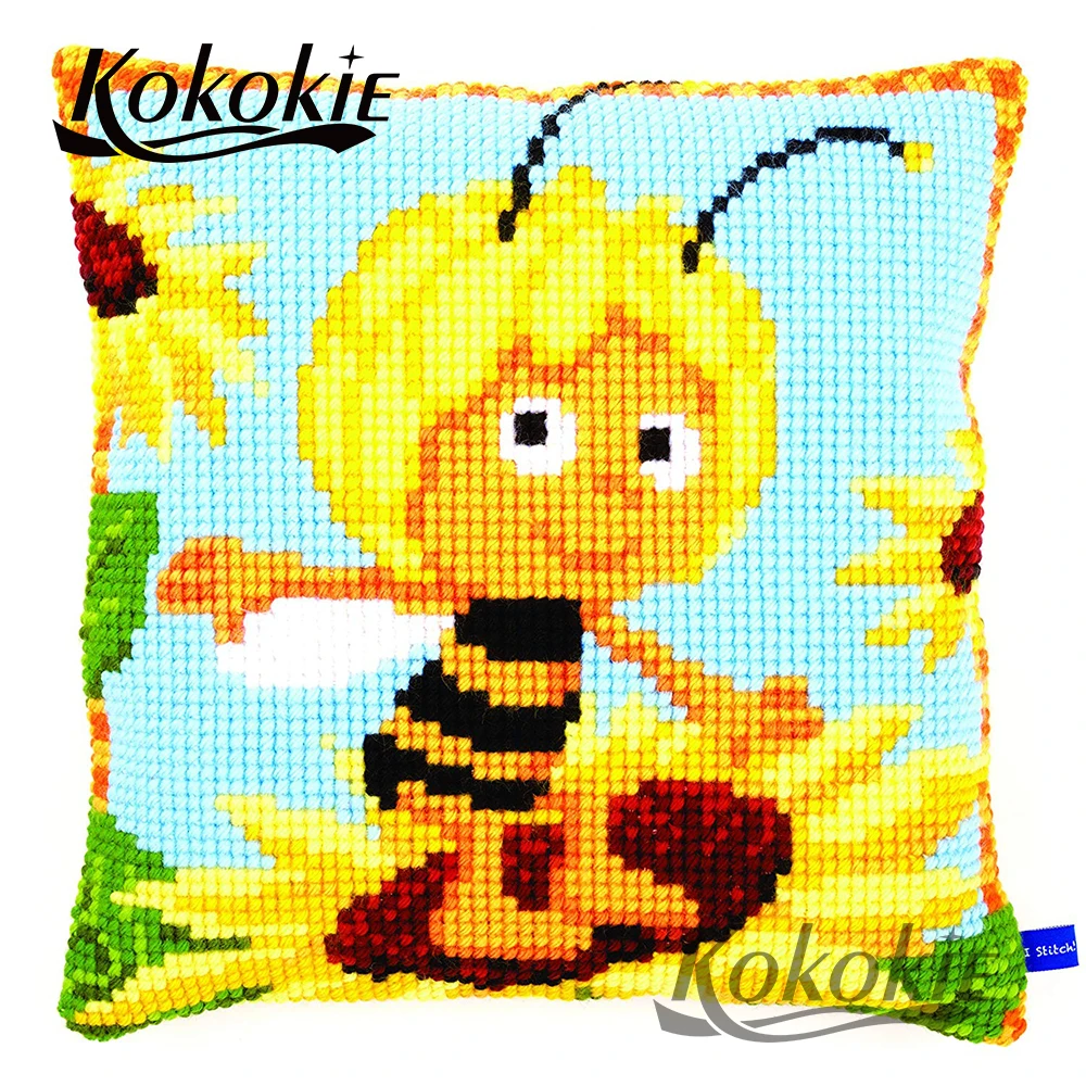 Handicraft embroider needlework kits honeybee cross stitch pillowcase diy accessories for throw pillow kits sewing decoration