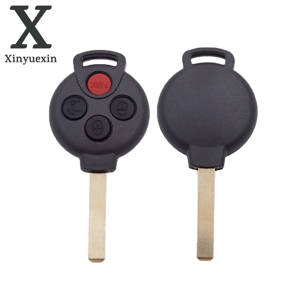 

Xinyuexin 3+1 Button Remote Car Key Cover Shell Fob for Mercedes Benz SMART Uncut Blank Blade Replacement Key Fob Case