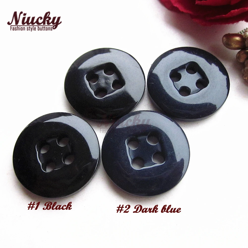 Niucky buttons 17.5mm 4 holes Black / Dark blue sewing button for Pant sweater cardigan High grade bulk sewing buckle R0201-050