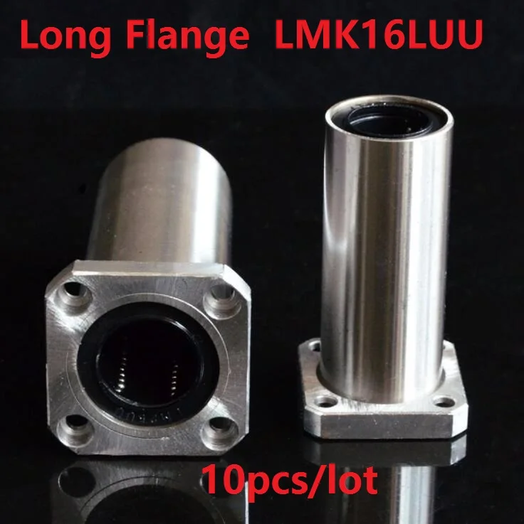 

10pcs/lot LMK16LUU 16mm 16*28*70mm long type square Flange linear ball bearings bushing for 3d printer CNC 16x28x70mm