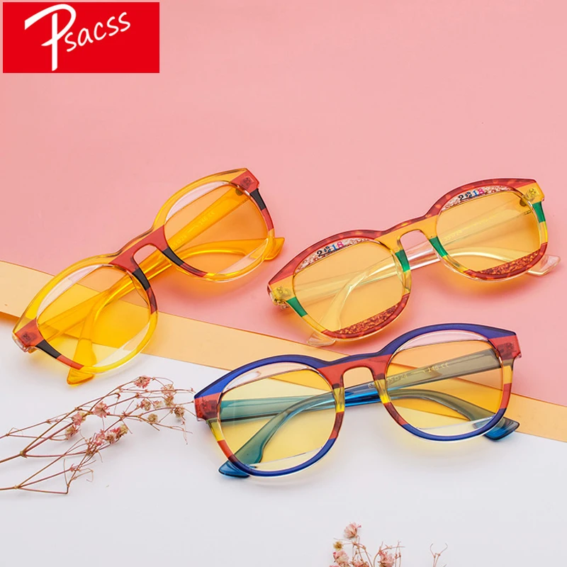 Psacss Round Sunglasses Women Men Vintage Red Green Luxury Brand Designer Sun Glasses Male Female Fashion Mirror Retro Shades