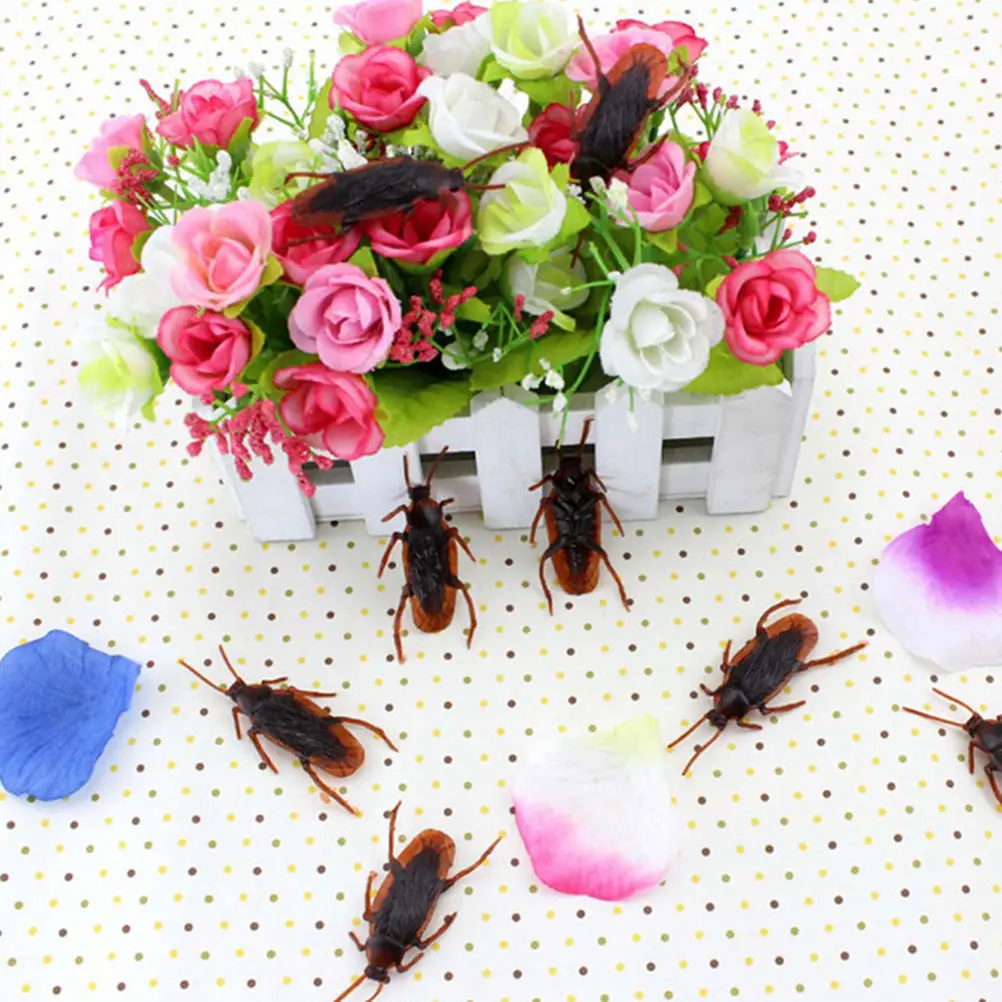 10pcs/lot Rubber Cockroach Boys Toys Lifelike Simulation Fake Insects Kids Children Prank Gag Toys Wholesale