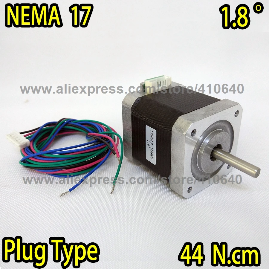 

FREE SHIPPING Plug Wire Type Stepper Motor 17HS19-1684S L47 mm Nema 17 with 1.8 deg 1.68 A 44 N.cm and bipolar 4 lead wire