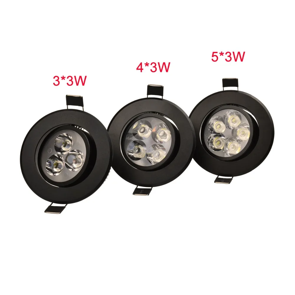 9W 12W 15W black downlights led Spot Light dimmable 110V 220V