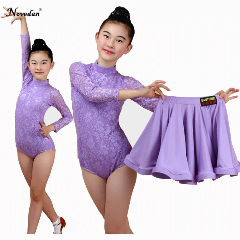 Jupe de danse latine pour enfants, jupe de Performance en dentelle fendue, robe Standard de concours de danse latine pour filles