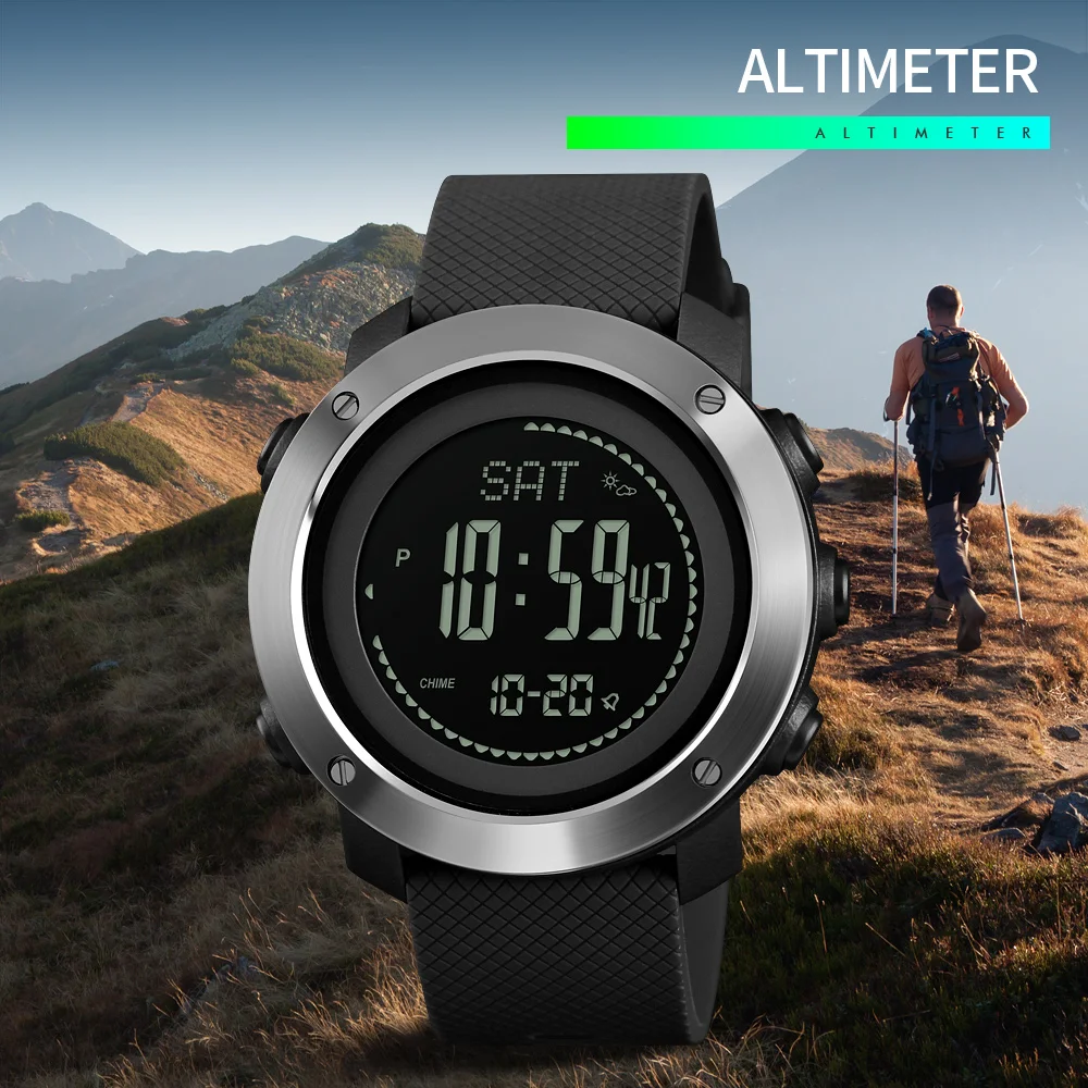 

SKMEI 1418 Altimeter Barometer Thermometer Altitude Men Digital Watches Sports Clock Climbing Hiking Wristwatch Montre Homme