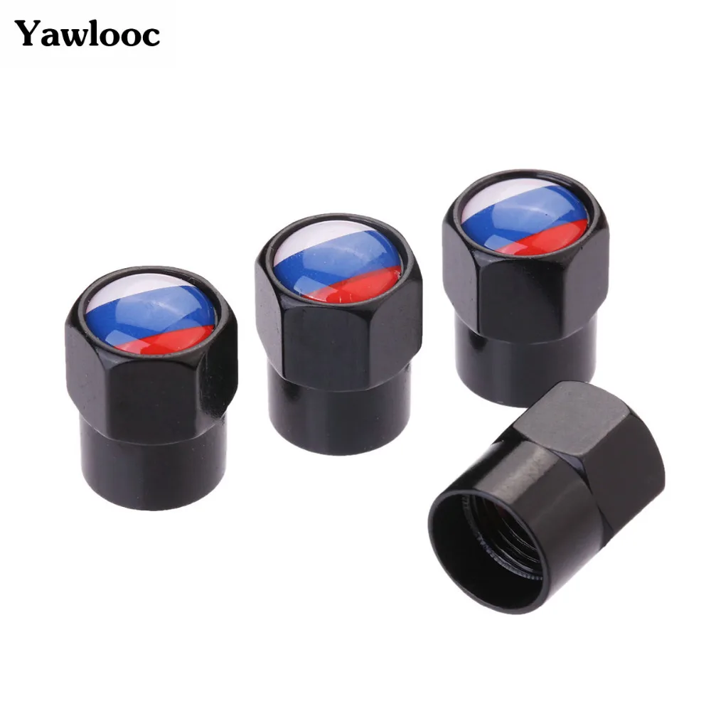 4 Pcs/Lot Flag Russia Car Sport Wheel Tire Valve Stem Air Caps Styling Stainless Steel For Car Styling Car Accessories