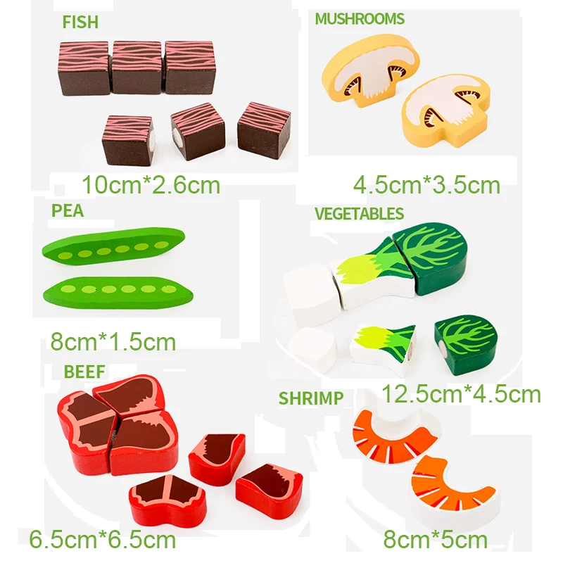 Wooden children's kitchen simulation small model simulation vegetables large casserole cut vegetables children's educational toy