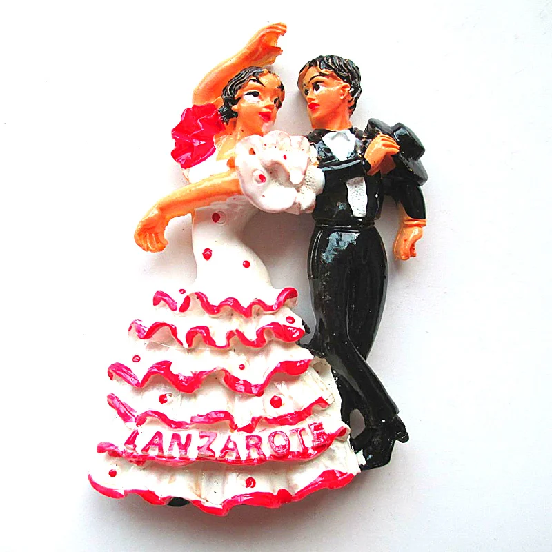 Hot Sale Hand-painted Spain Flamenco Dancing 3D Fridge Magnets Tourism Souvenirs Refrigerator Magnetic Stickers Wedding Gift