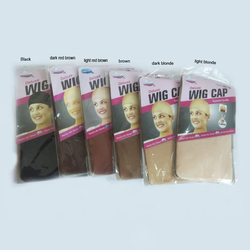 200PCS(100Packs) Mesh Wig Cap Hair Net For Making Wigs Free Size Unisex Elastic Dome Cap 2PCS/Pack Nylon Hair Net 7 Colors