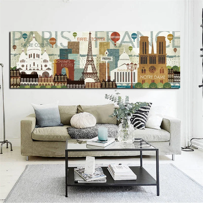 

Print Abstract Paris Effiel Tower French Famous City Building Oil Painting on Canvas Modern Wall Picture Poster For Living Room