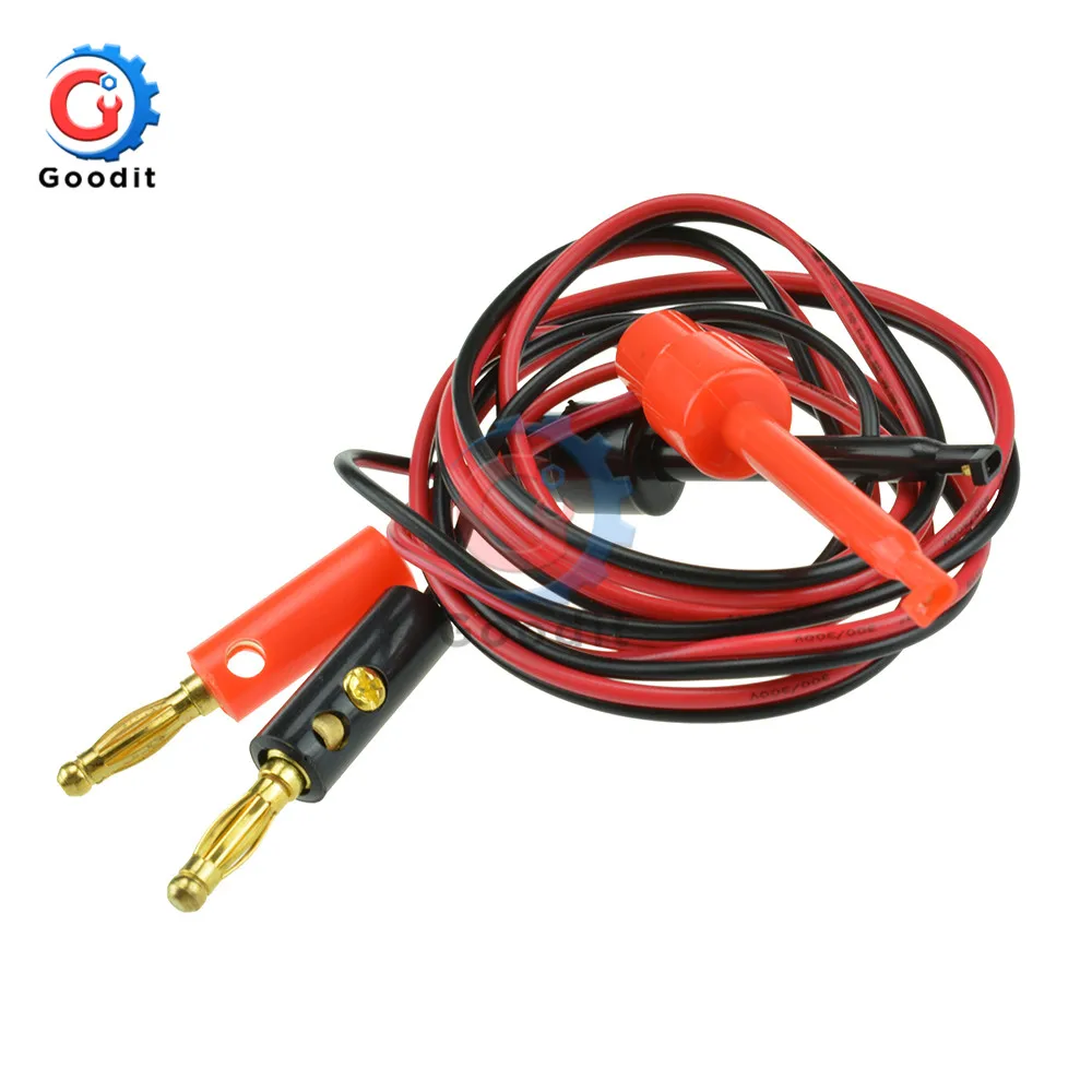 1 Pair 4mm Banana Plug to Test Hook Clip Cable Gold Plated For Multimeter Test Cable Equipment Connector