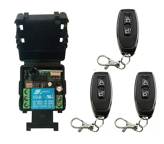 Mini Wireless RF Remote Control Light Switch 10A Relay Output Radio DC 12V  24V 1 CH Channel 1CH Receiver Module +Transmitter