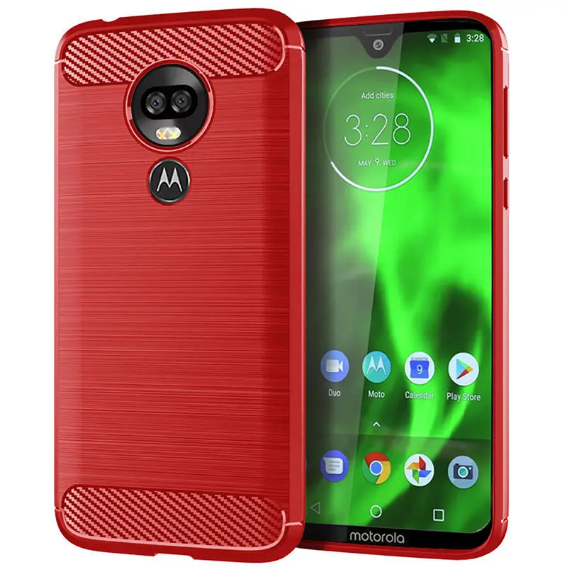 Soft Cover for Motorola Moto G7 Power Case Carbon Fiber Silicon Bumper Phone Case for Moto G7 / G7 play Back Cover Soft Shell