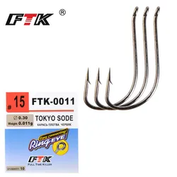 FTK TOKYO SODE Fishing Hooks From Japan Barbed Eyed Ringed 8-10 /Pack Size 6-15# Fly Fishing accessories For Carp Fishing