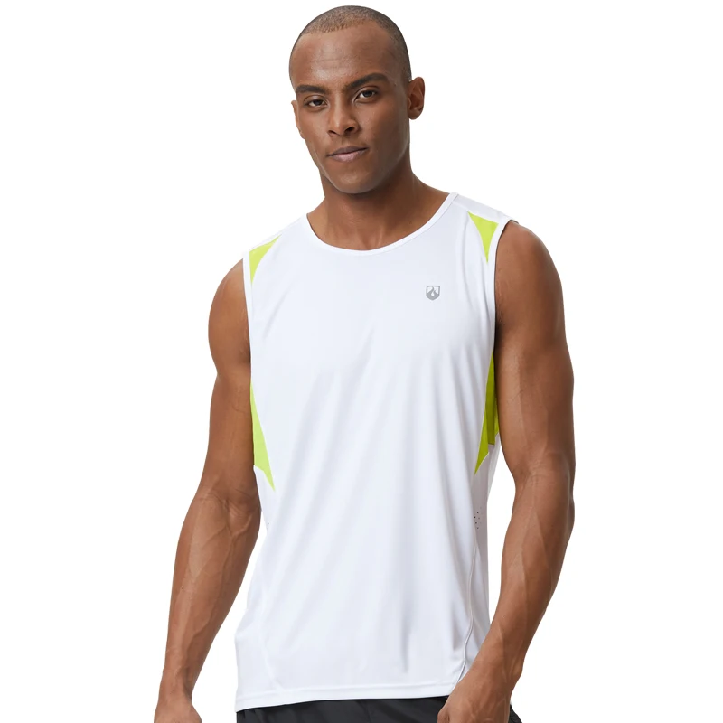 High visibility reflective fluorescent sleeveless running man training vests dry fit tank top  men running vest