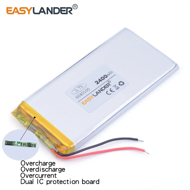 3,7V 2400mAh 6040100   Bateria recarregável de polímero de íon-lítio de lítio