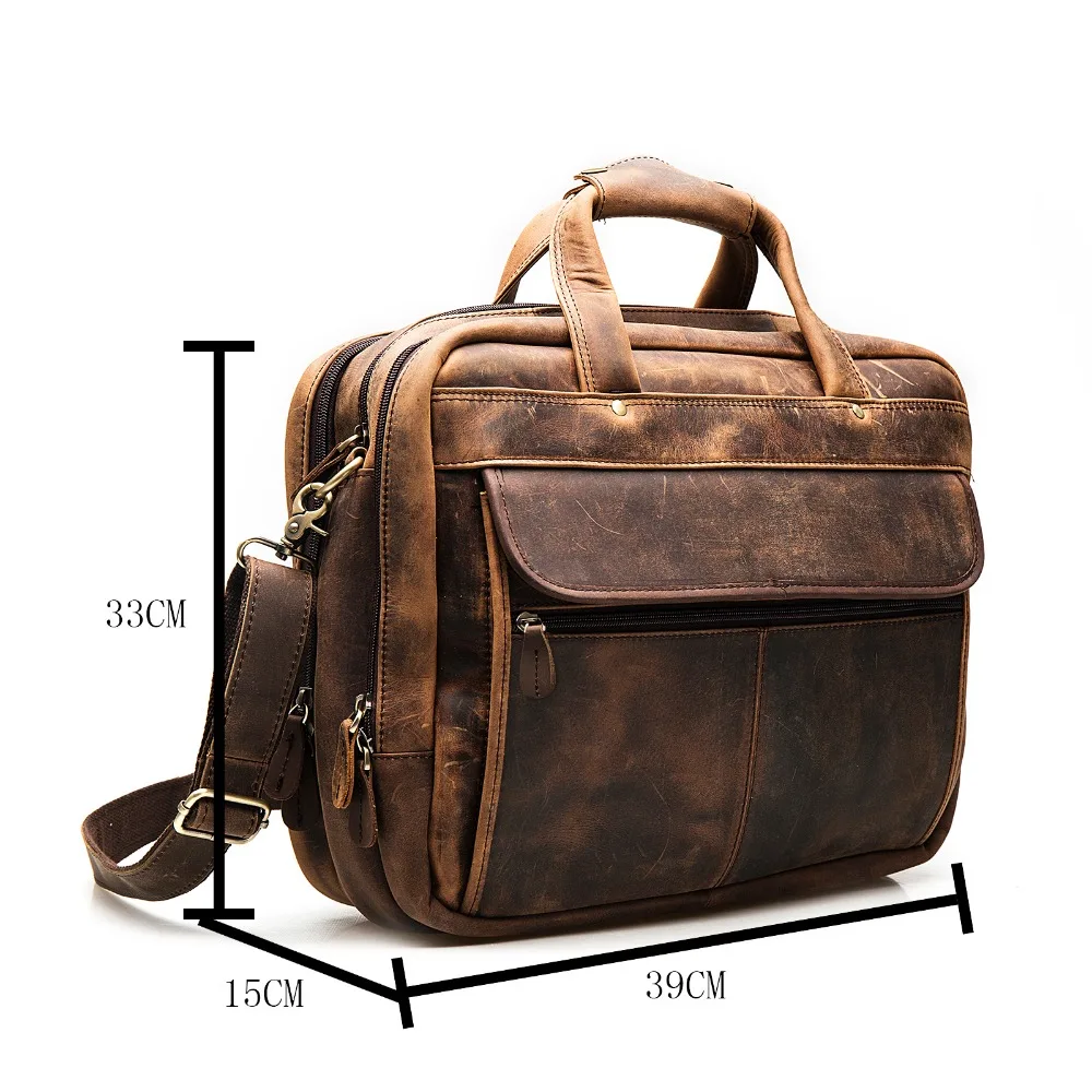 Men Original Leather Fashion Business Briefcase Messenger Bag Male Design Travel Laptop Document Case Tote Portfolio Bag 7146-d