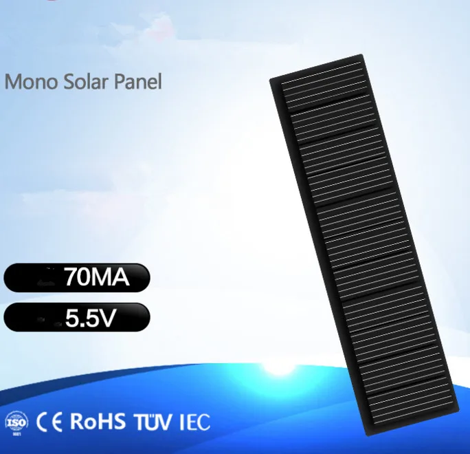 Mini Mono Solar Panel 5V 70MA for DIY Toy/Solar Lawn Light Sensor Lights/ Solar Flashlight  5.5V