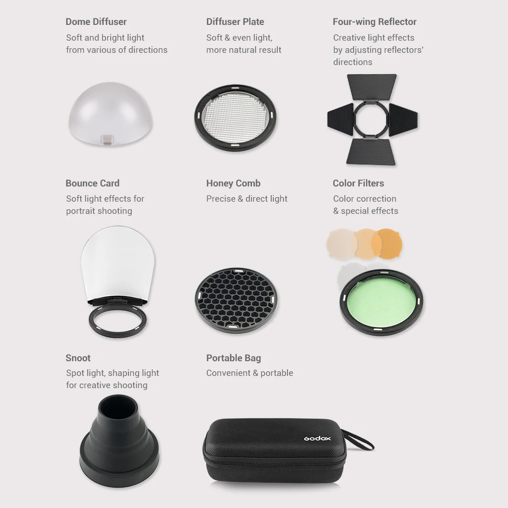 Godox AK-R1 Pocket Flash Light Accessories Kit for Godox H200R Round Flash Head AD200 Accessories Studio Flash Kit flash bracket