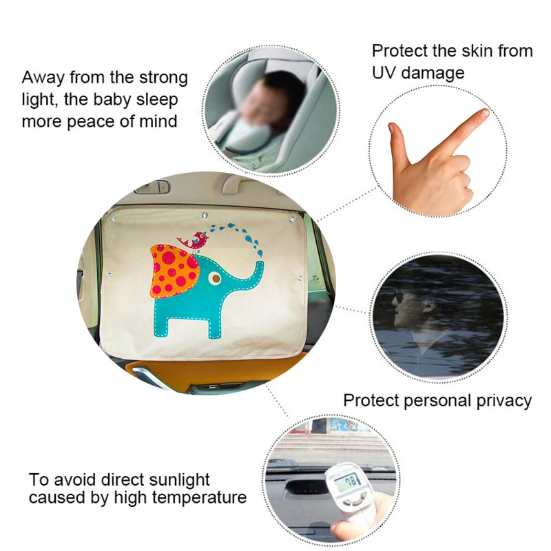 Car Windshield Car Sun Shade Curtains Cute Cartoon Car Styling Rear Side Window Sunshade Protect Window Curtains 70cm*50cm