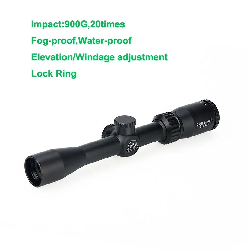 Tactical 2-7x32 riflescope crosshair scope optics reticle elevation/windage adjustment for hunting gz10303