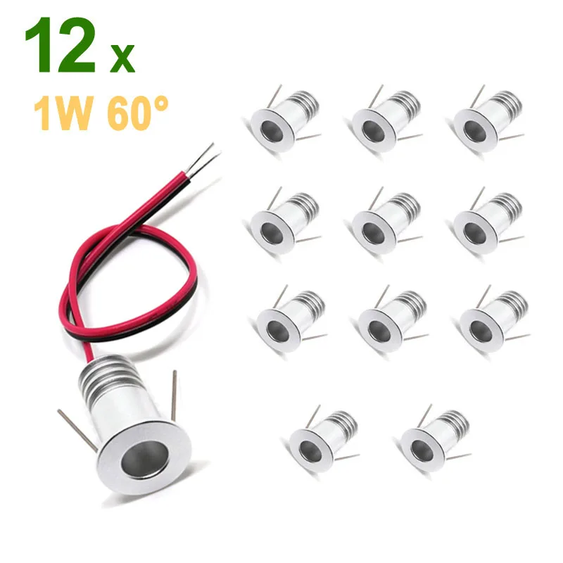 

12pcs/lot Very Small 1W LED Downlights Low Voltage DC3.0-3.4V Kitchen Cabinet Mini Recessed Ceiling Spot LED Light Cut-out D15mm