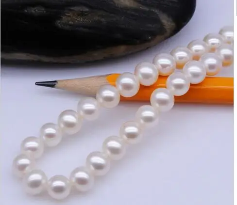 

women gift word Jewelry Beautiful AAAA+ Natural 17" Natural Pearls Necklace 9.5-10mm Nearround Pearl Choker Silver 925