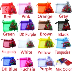 Bolsas pequeñas de Organza para embalaje de joyería, embalaje de regalo de boda y Navidad, tamaño mixto de 7-23cm, 16 colores, 10 unidades por lote