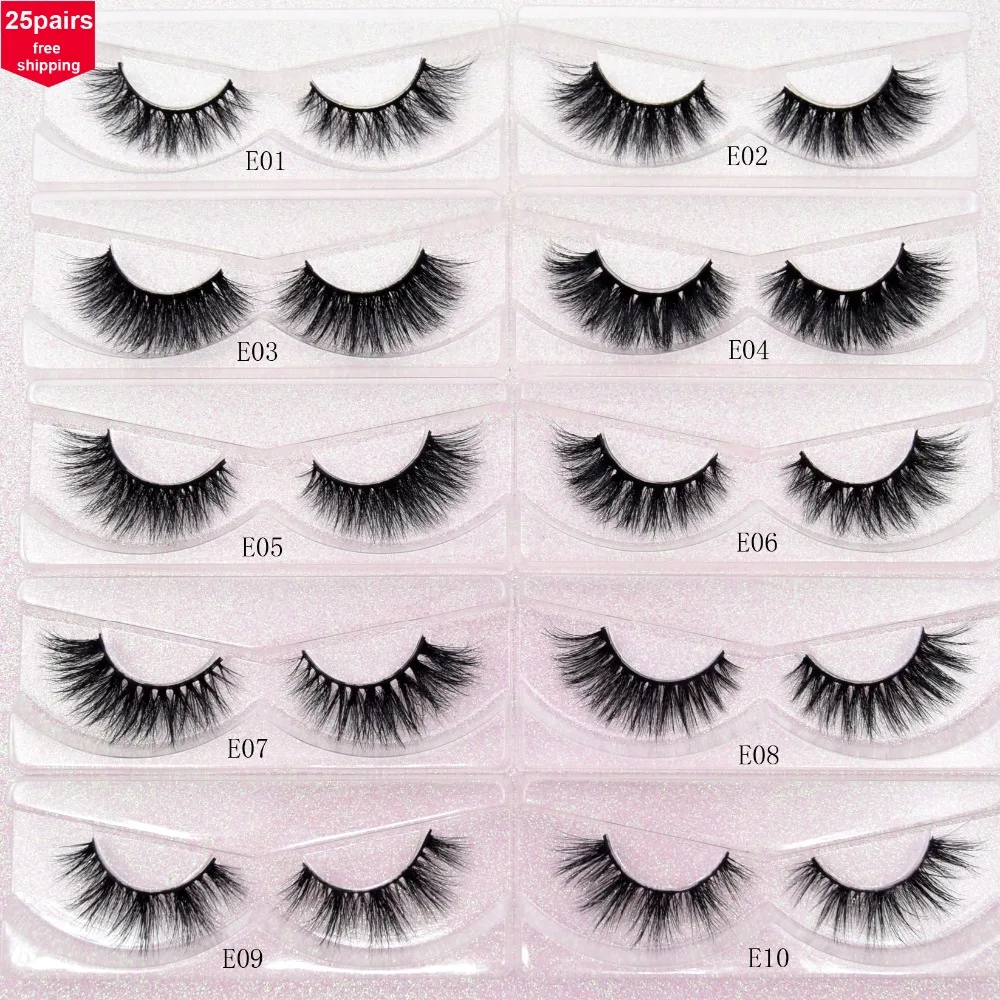 

Visofree 25 pairs/lot 3D Mink Lashes Natural False Eyelashes Fake Lashes Long Makeup Extension Eyelash Mink Eyelashes for beauty