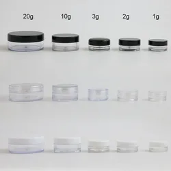 50 x 1g 2g  3g  10g  20g High Quality Empty Transparent PS Cream Jar With Three Plastic Cap Cosmetic Make Up Containers