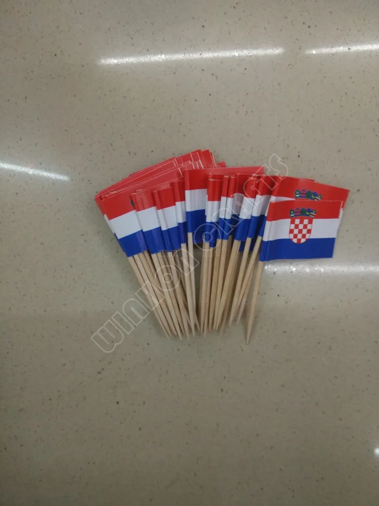 Croatia Toothpick Flags 300Pcs Paper Food Picks Cake Toothpicks Paper flags Cupcake Toppers Decoration Fruit Cocktail Sticks