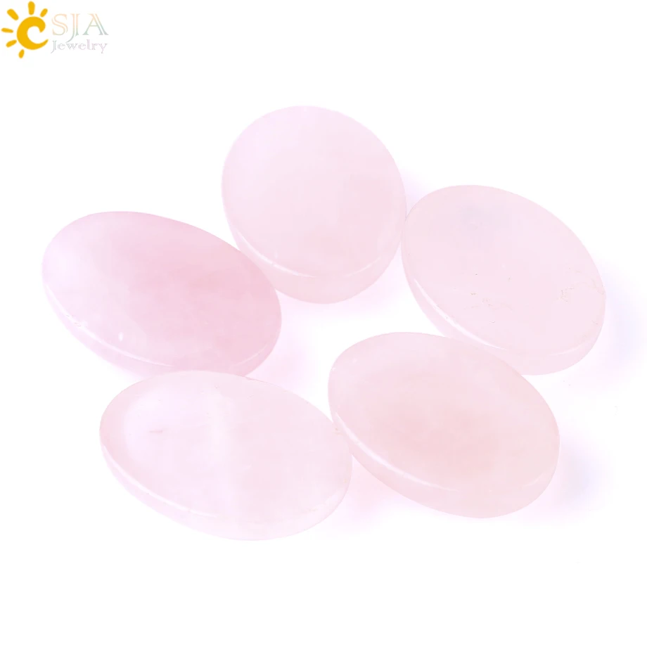 CSJA Natural Pink Crystal Cabochon Bead Oval CAB Quartz No Hole Healing Gem Stone for Women Jewelry Making DIY Fittings 1Pc F531