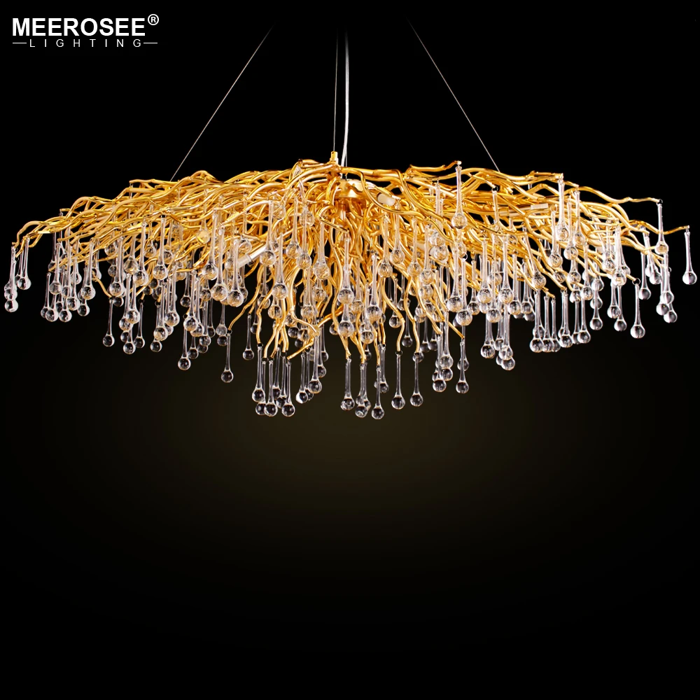 Luxurious Crystal Pendant Light Modern Popular Gold Color G9 Crystal Rectanglsuspension Lustre for Restaurant Hotel Project